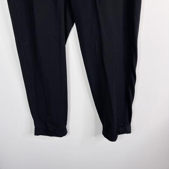 Eileen Fisher M Black Organic Cotton Stretch Jersey Cuffed Ankle Pants Pull On - Picture 4 of 10